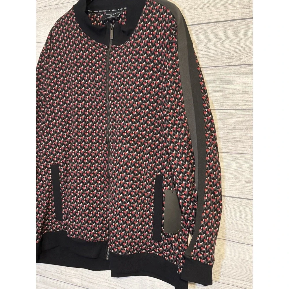 Shaquille O'Neal Men's Fleece Jacket 3XL Black Red White‎ Color Block Zip NWT